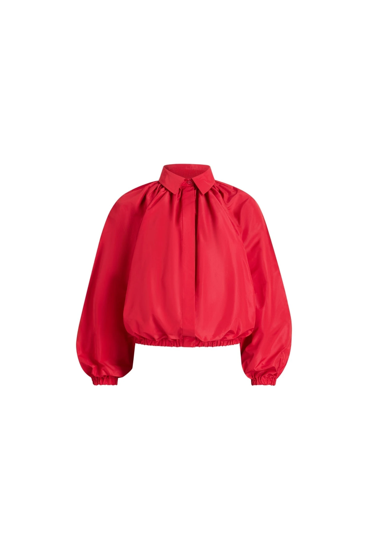 Patou Bubble blouse in Lipstick Red recycled faille | Tops | Luxury Shoes Patou Bubble blouse in Lipstick Red recycled faille