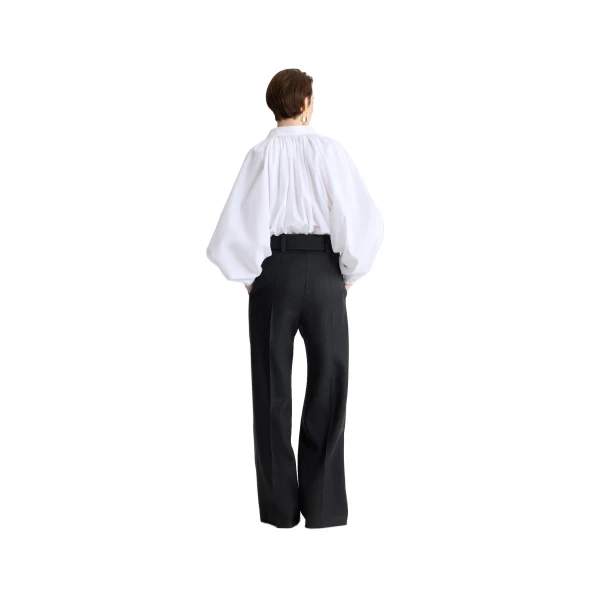 Bubble blouse in White organic cotton poplin - Image 3