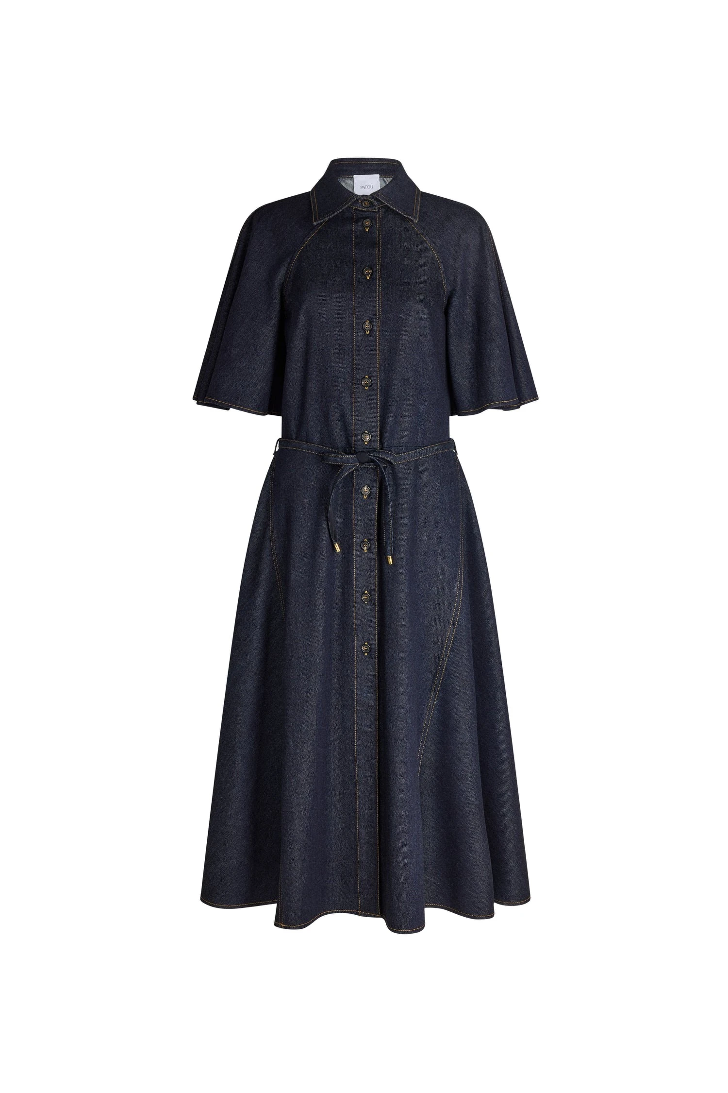 Patou Buttoned midi dress in Blue Mountain Rodeo cotton blend denim | Dresses | Luxury Shoes Patou Buttoned midi dress in Blue Mountain Rodeo cotton blend denim