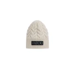 Patou Cable knit beanie in White sustainable wool