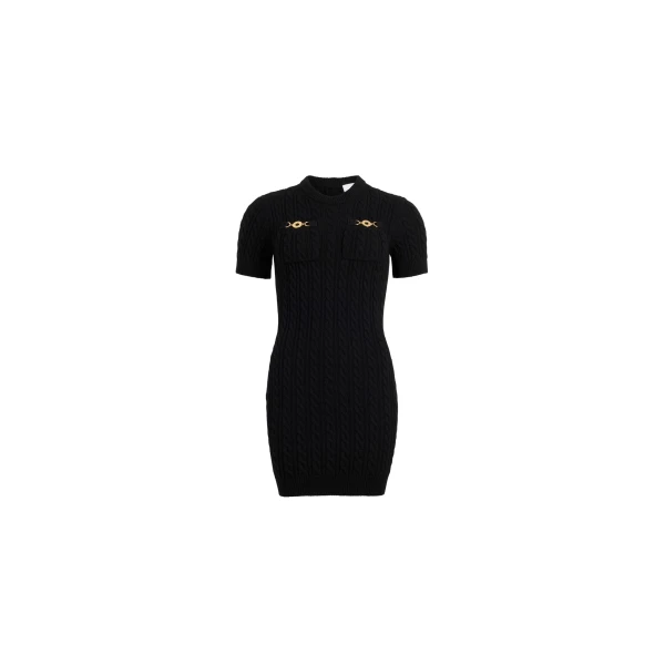 Patou Cable mini dress in Black wool and cashmere
