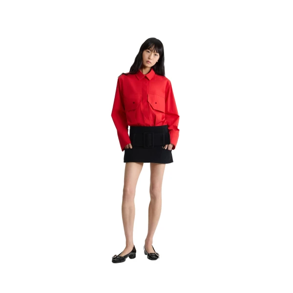 Cargo blouse in Elixir Red organic cotton poplin - Image 2