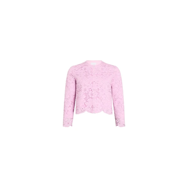 Patou Collarless lace cotton blend jacket