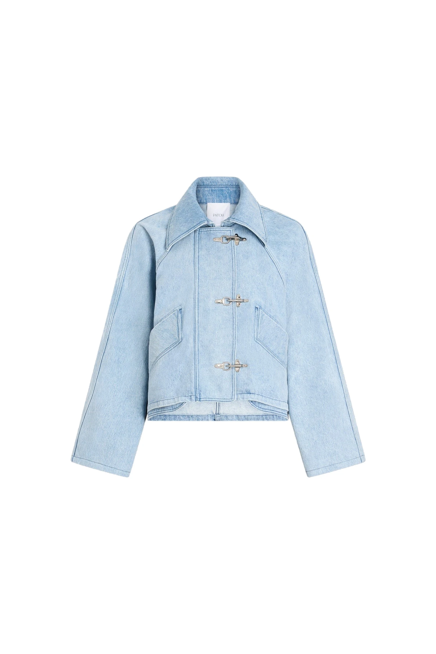 Patou Cotton oversized short parka in Riviera Sky Blue | Coats | Luxury Shoes Patou Cotton oversized short parka in Riviera Sky Blue