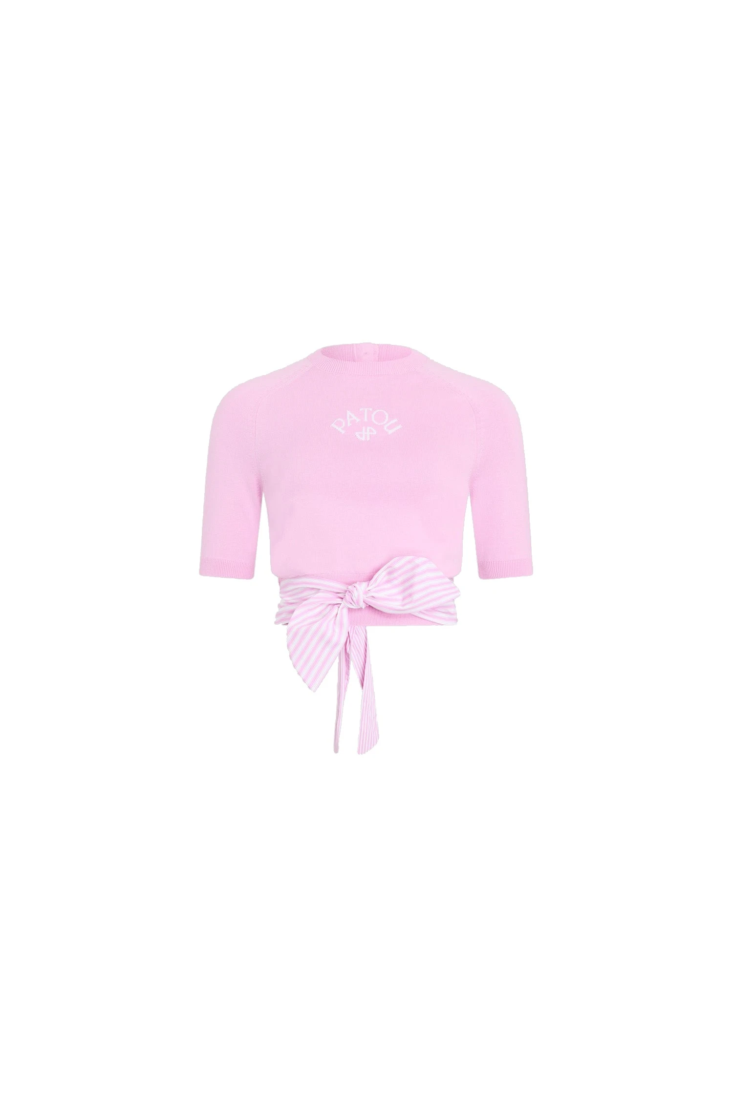 Patou Cotton poplin knotted t-shirt | Luxury Shoes Patou Cotton poplin knotted t-shirt in Bougainvillea Pink