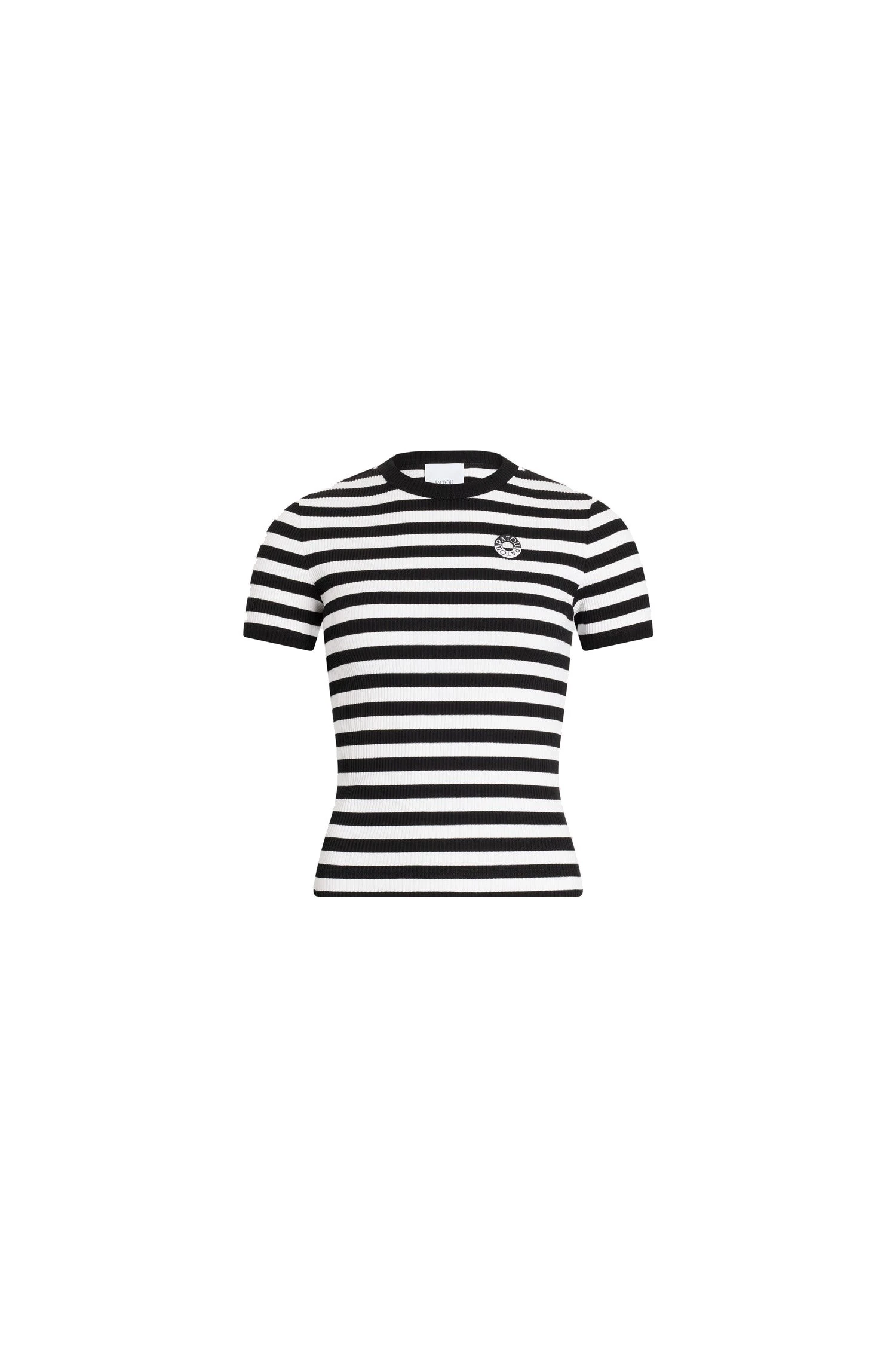 Patou Cotton ribbed striped t-shirt in Black White Stripes | Tops | Luxury Shoes Patou Cotton ribbed striped t-shirt in Black White Stripes