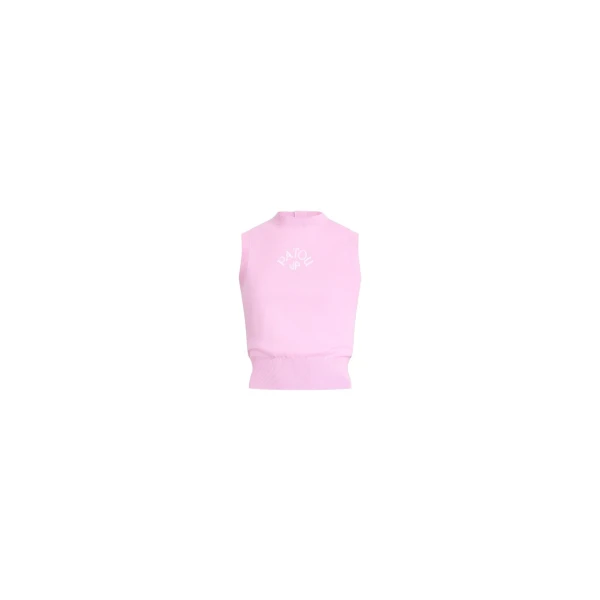 Patou Cotton sleeveless knitted top in Bougainvillea Pink