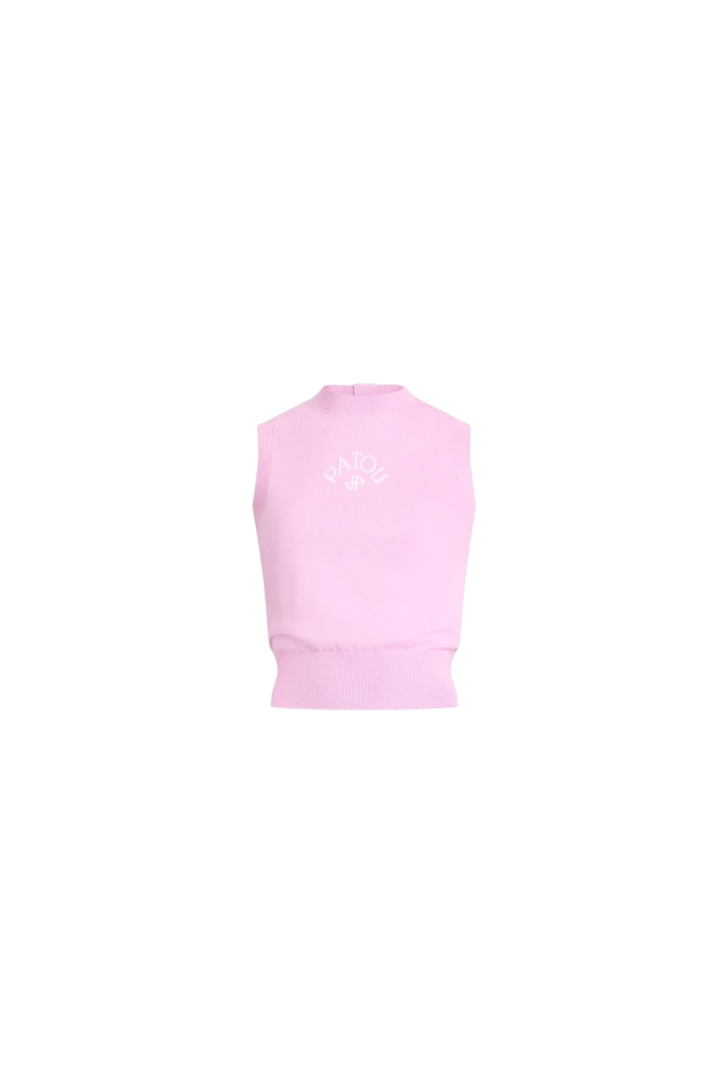 Patou Cotton sleeveless knitted top in Bougainvillea Pink | Knitwear | Luxury Shoes Patou Cotton sleeveless knitted top in Bougainvillea Pink