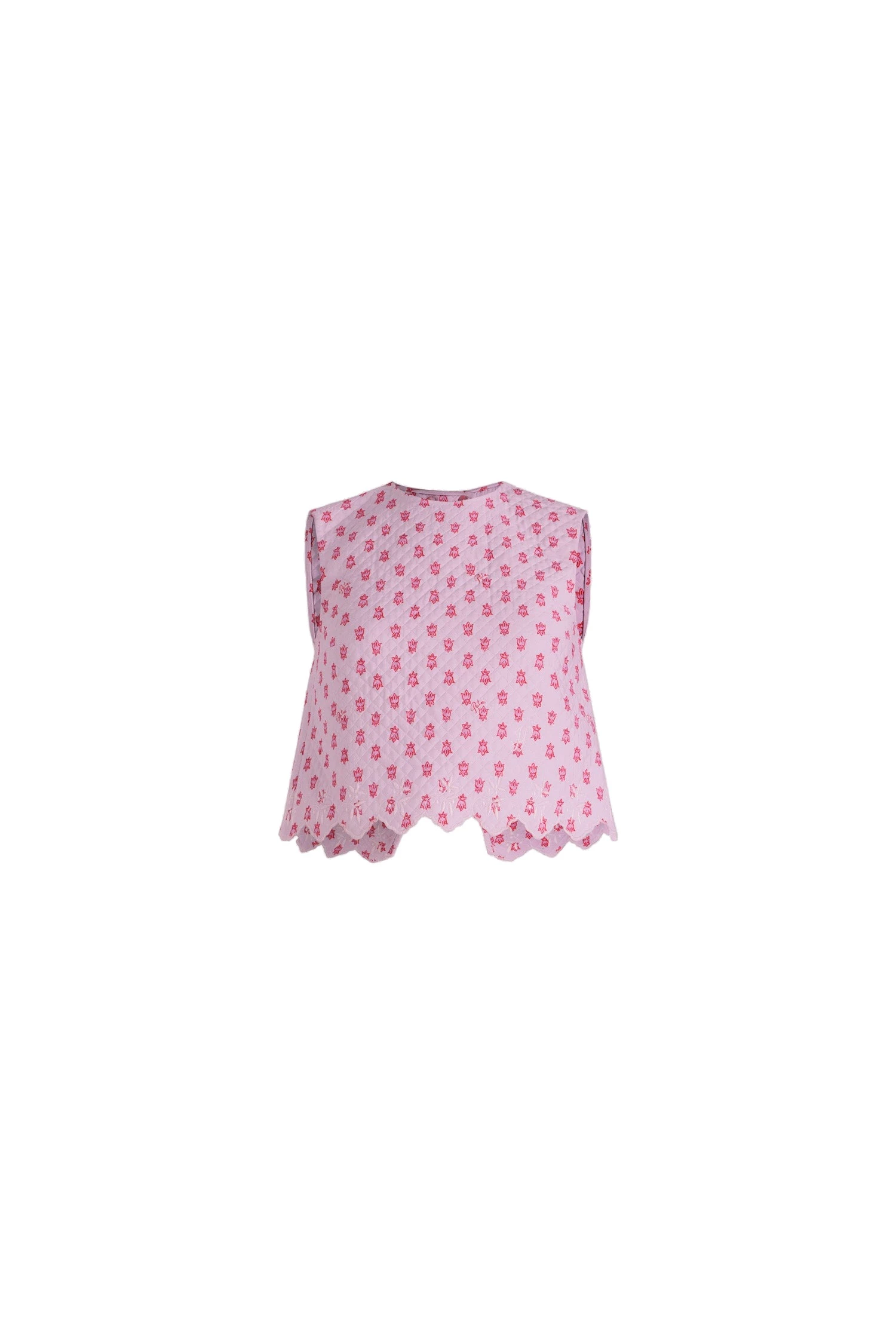 Patou Crop top in Small Provence Pink printed quilted sustainable viscose blend | Tops | Luxury Shoes Patou Crop top in Small Provence Pink printed quilted sustainable viscose blend