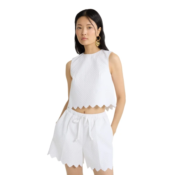 Crop top in White quilted sustainable viscose blend - Image 4