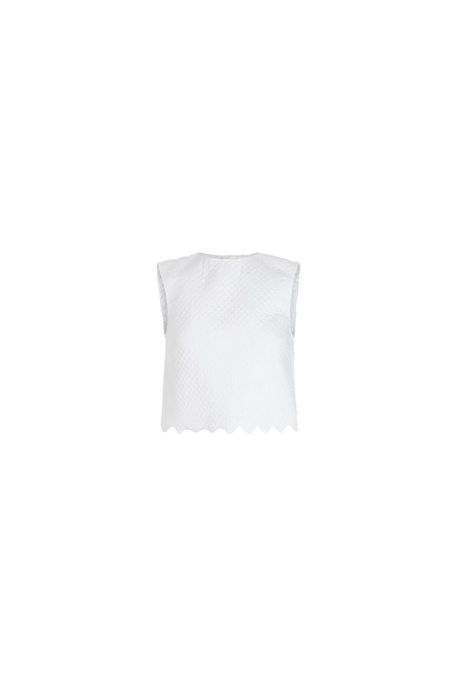 Patou Crop top in White quilted sustainable viscose blend | Tops | Luxury Shoes Patou Crop top in White quilted sustainable viscose blend