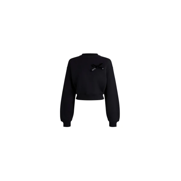 Patou Cropped bow sweatshirt in Black organic cotton