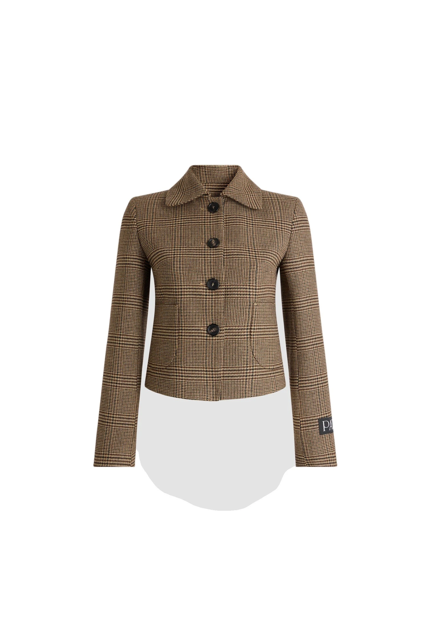 Patou Cropped buttoned jacket in Autumn Prince of Wales | Jackets | Luxury Shoes Patou Cropped buttoned jacket in Autumn Prince of Wales