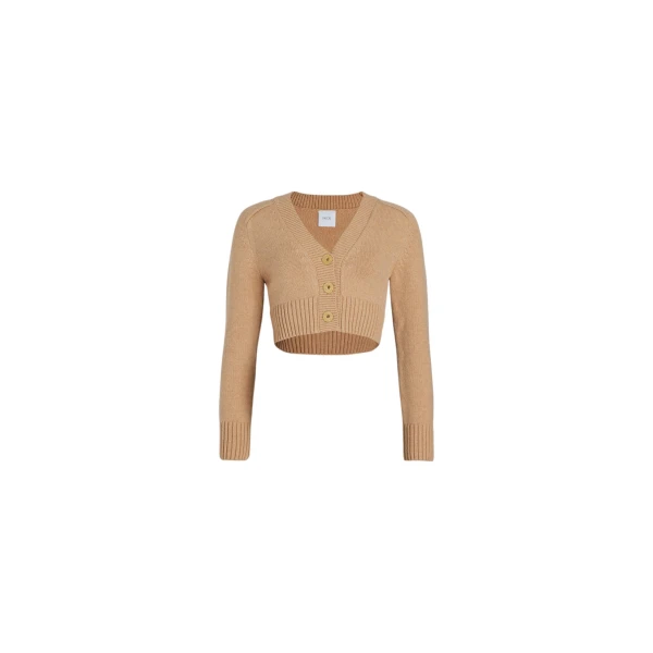 Cropped cardigan in Biscuit sustainable wool and cashmere