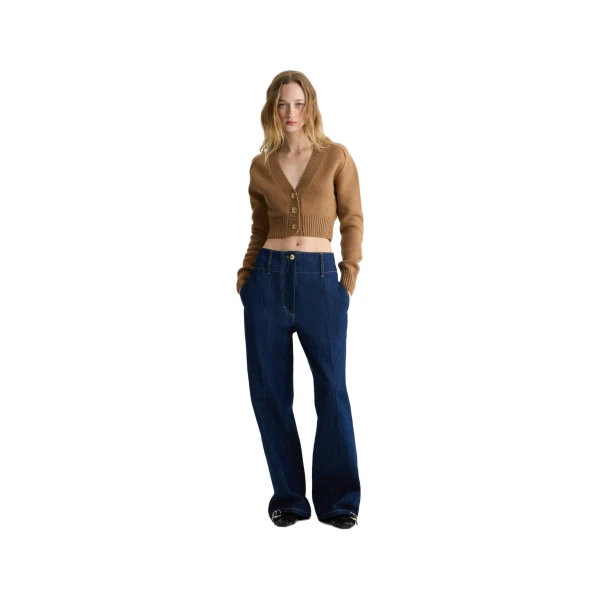 Cropped cardigan in Nutmeg wool and cashmere - Image 2