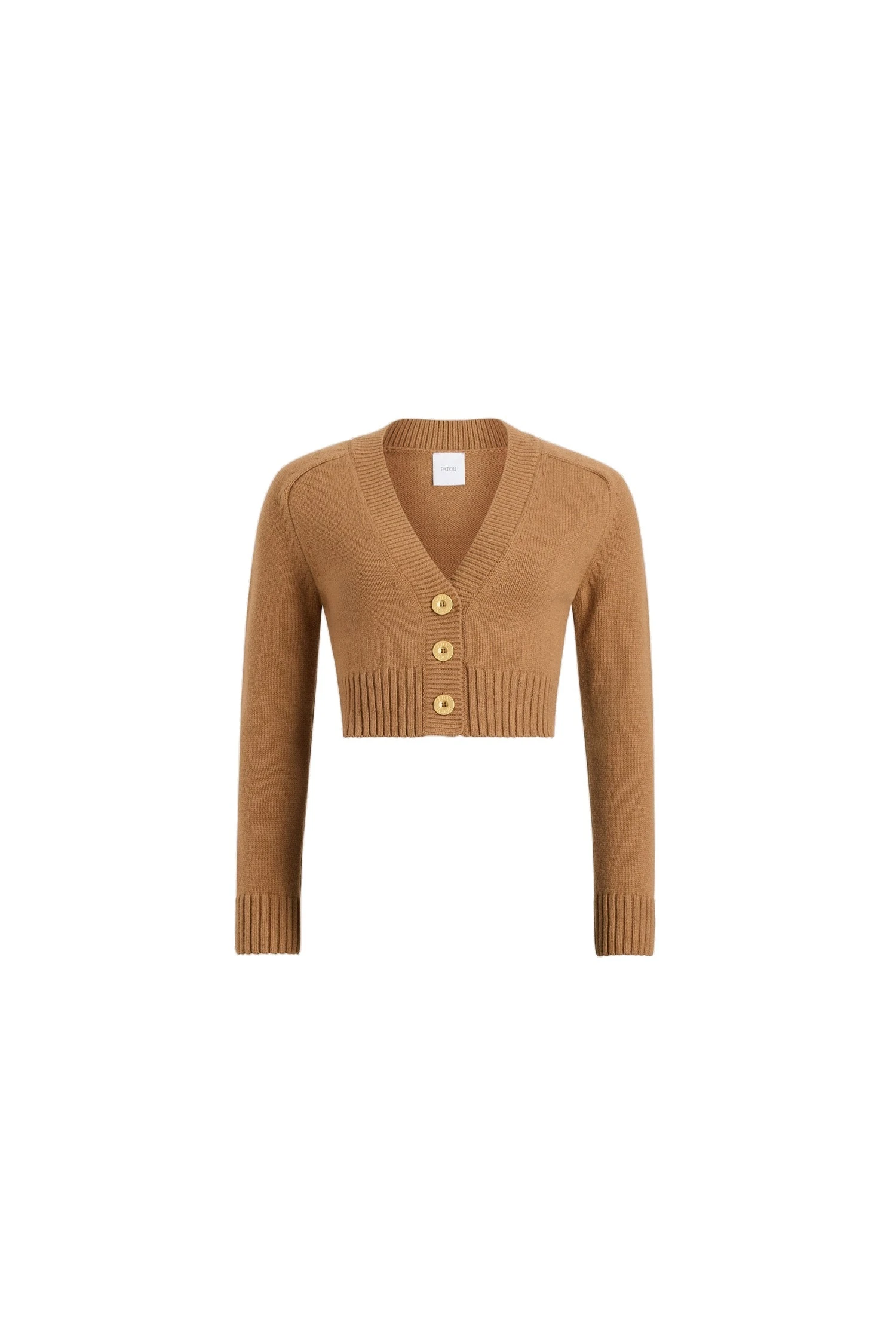 Patou Cropped cardigan in Nutmeg wool and cashmere | Knitwear | Luxury Shoes Patou Cropped cardigan in Nutmeg wool and cashmere