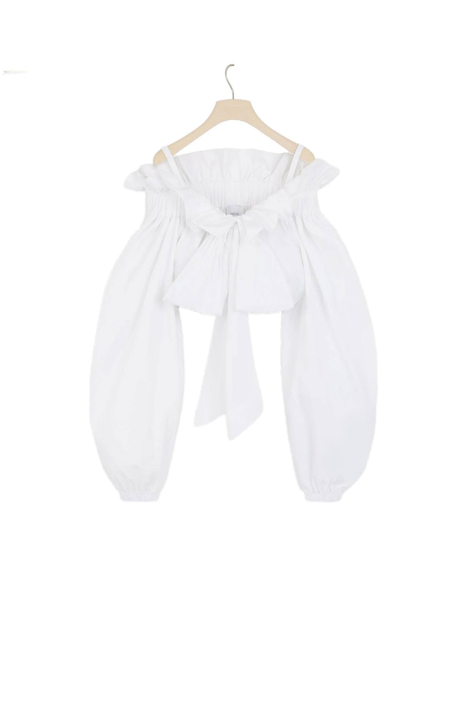 Patou Cropped drawstring top in White sustainable cotton | Tops | Luxury Shoes Patou Cropped drawstring top in White sustainable cotton
