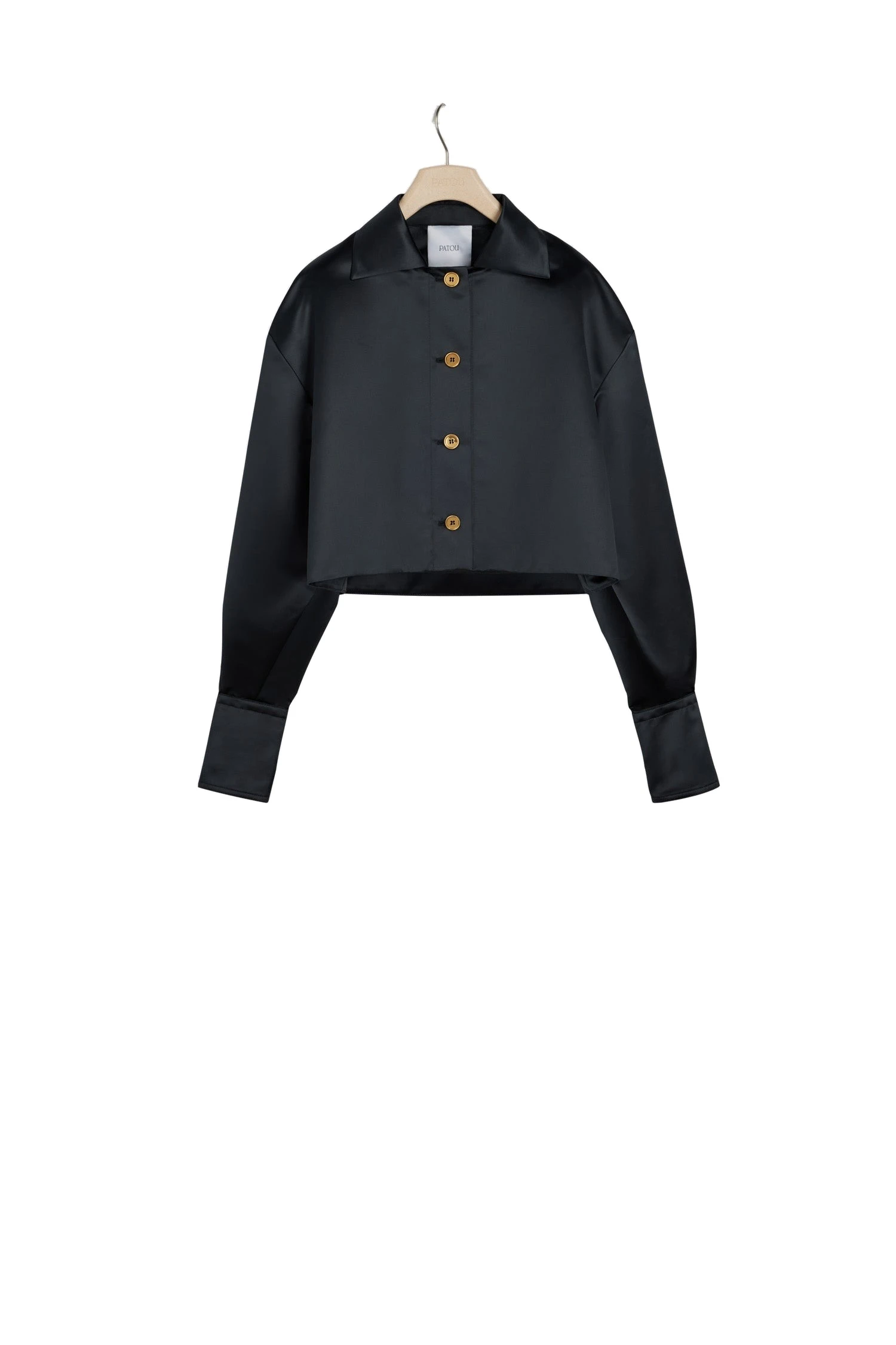 Patou Cropped jacket in Black satin | Jackets | Luxury Shoes Patou Cropped jacket in Black satin