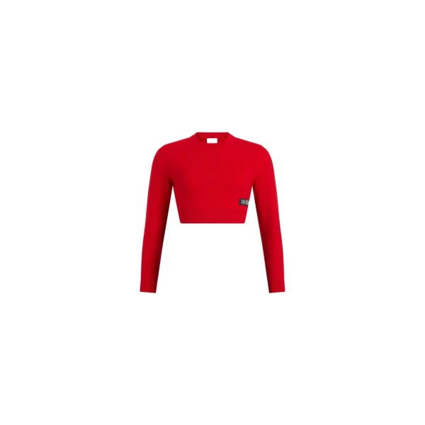 Cropped jumper in Madder Red wool and cashmere