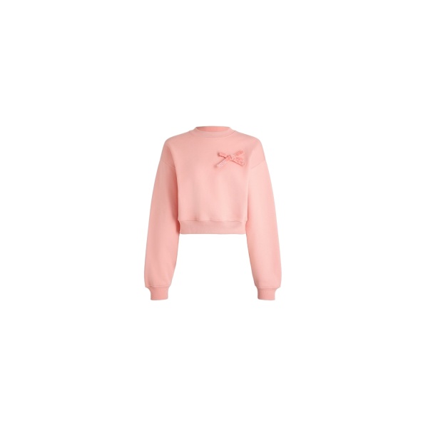 Patou Cropped organic cotton bow sweatshirt in Winter Blush