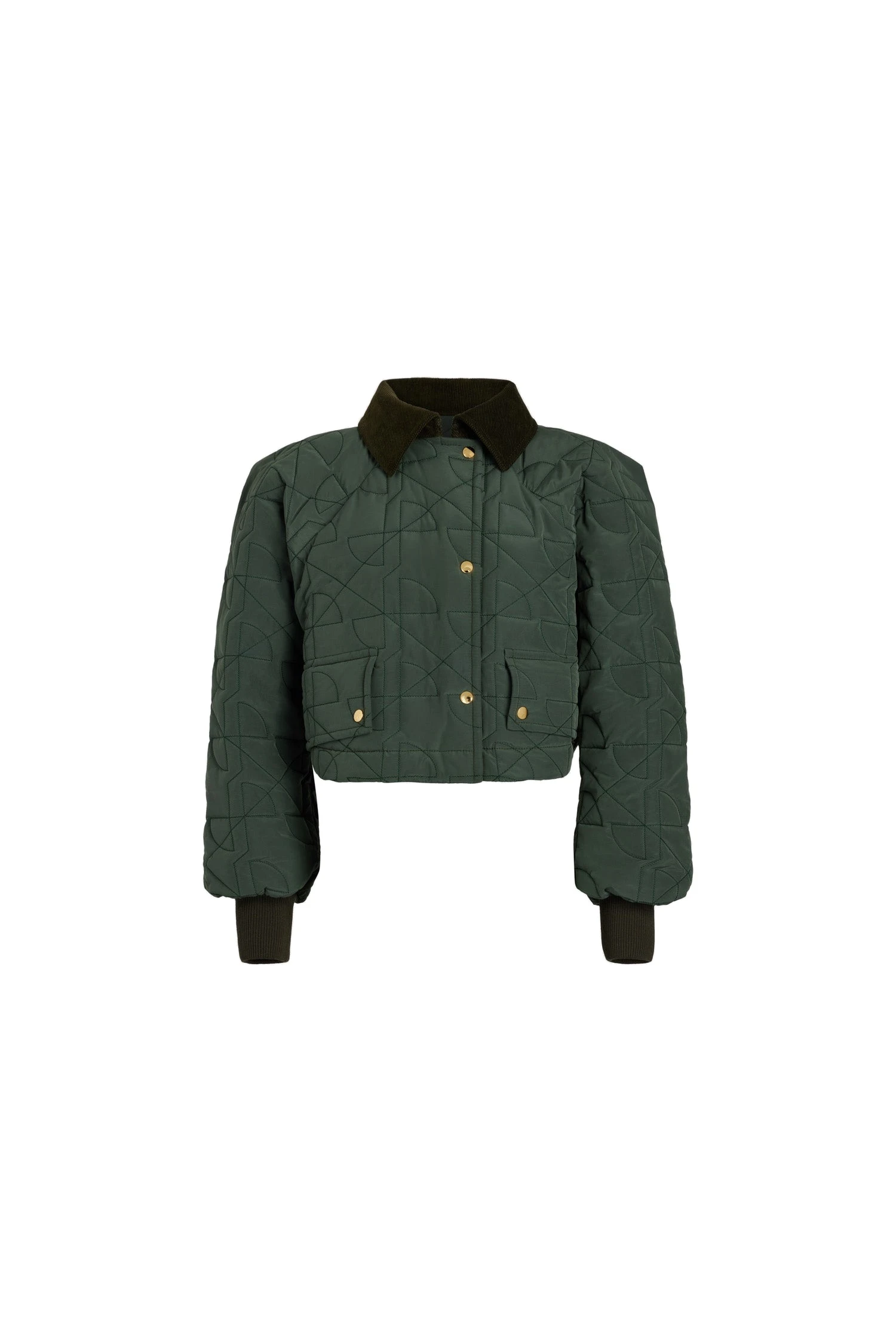 Patou Cropped quilted bomber in Bottle Green recycled nylon | Jackets | Luxury Shoes Patou Cropped quilted bomber in Bottle Green recycled nylon