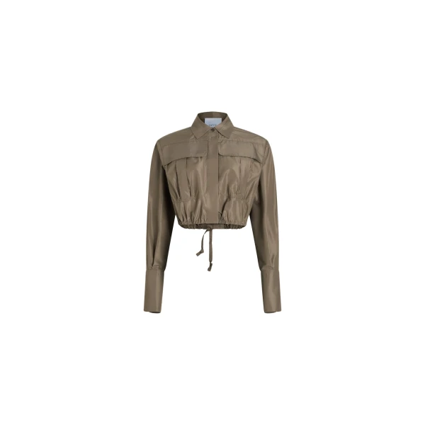 Patou Cropped safari shirt in Mocha recycled faille