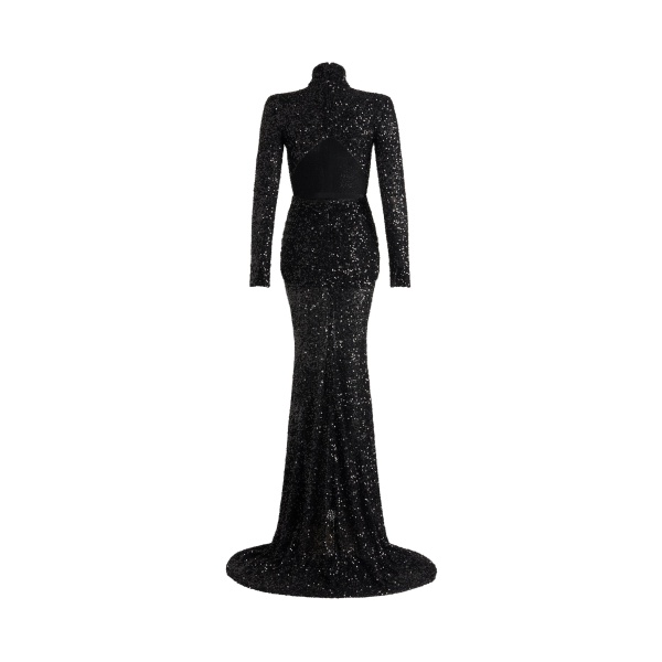 Patou Cut-out back maxi dress in Black sequin