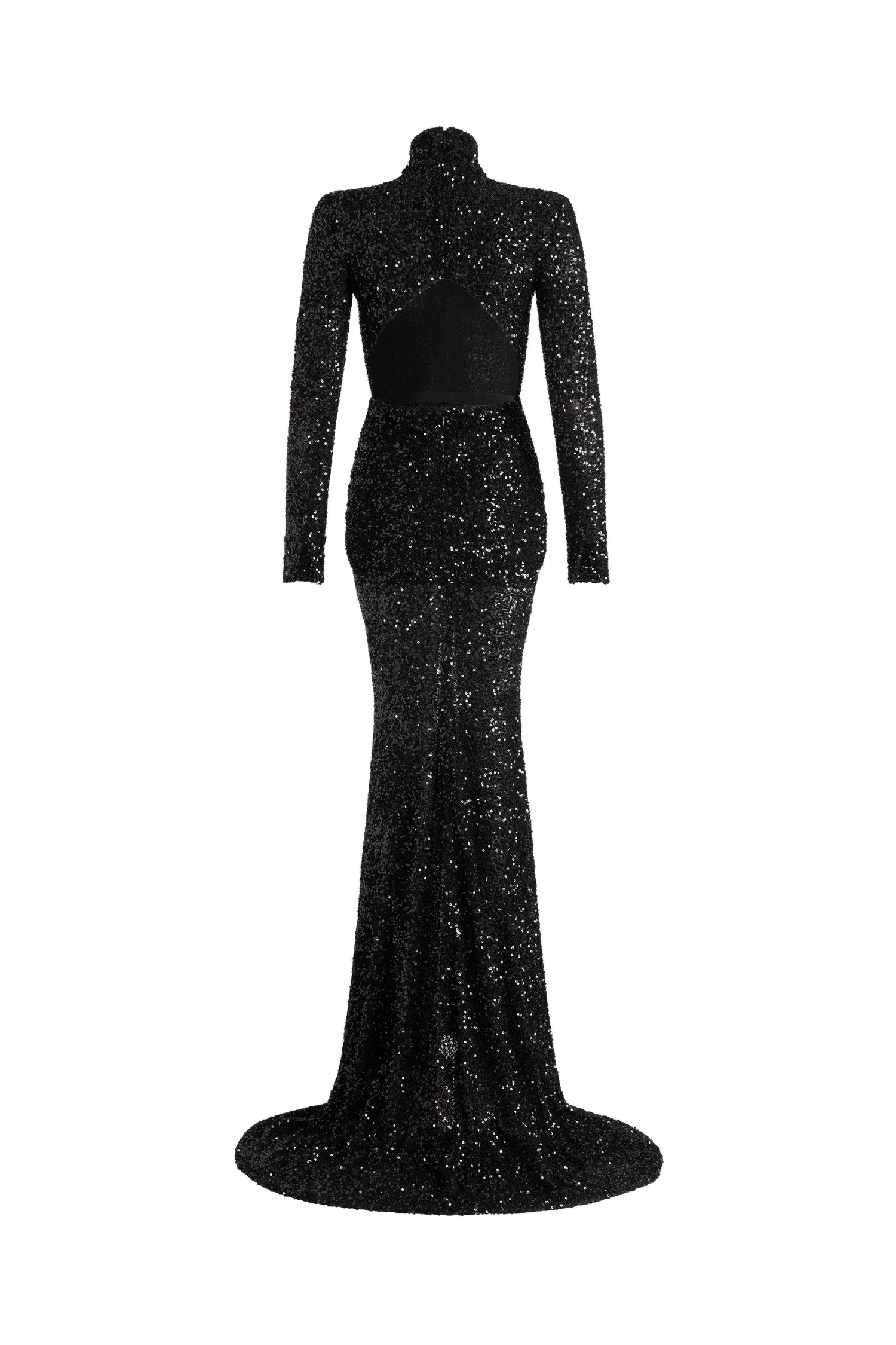 Patou Cut-out back maxi dress in Black sequin | Dresses | Luxury Shoes Patou Cut-out back maxi dress in Black sequin