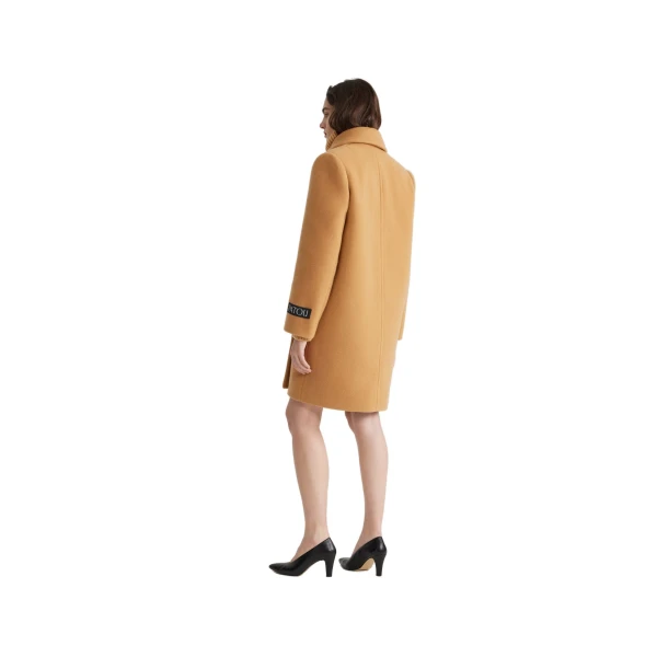 Double-breasted coat in Biscuit wool and cashmere blend - Image 3