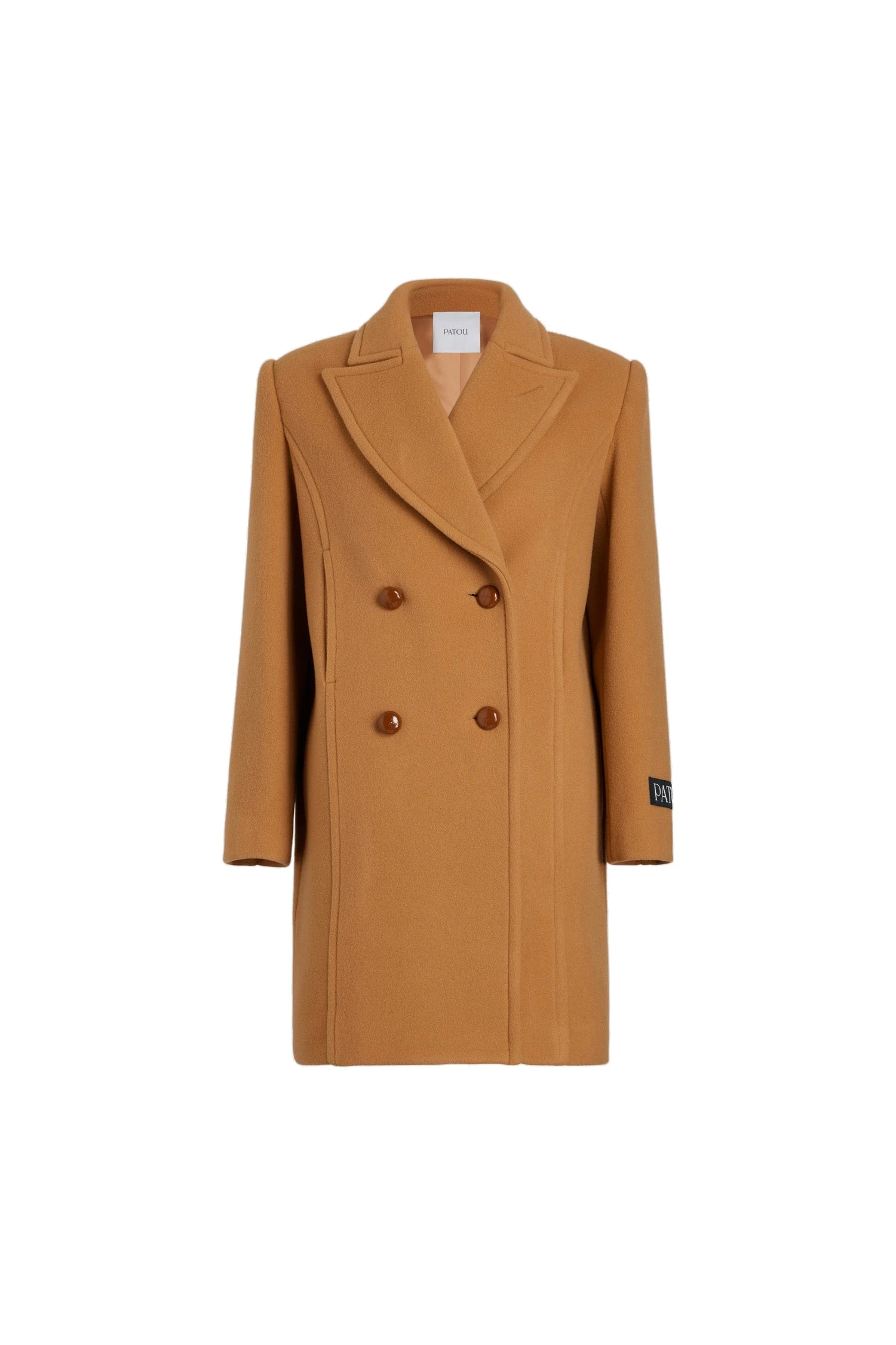 Patou Double-breasted coat in Biscuit wool and cashmere blend | Coats | Luxury Shoes Patou Double-breasted coat in Biscuit wool and cashmere blend