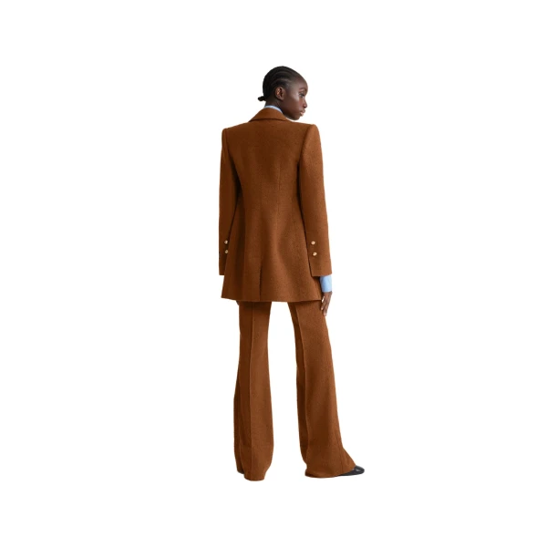 Double-breasted jacket in Autumn Leaf sustainable wool and organic cotton tweed - Image 3
