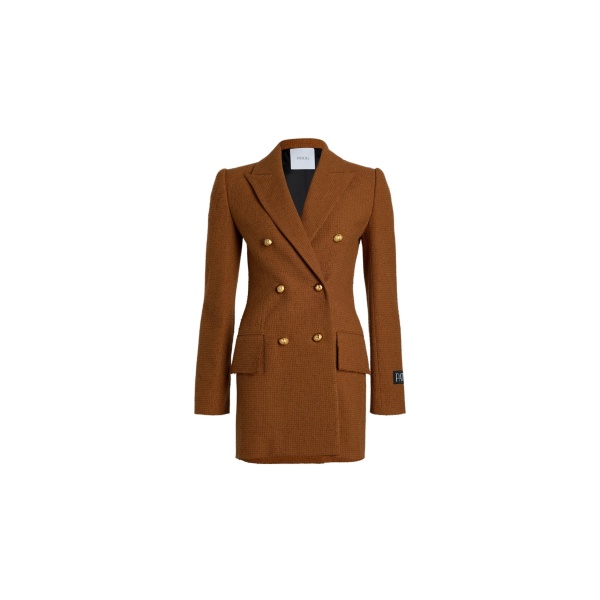Patou Double-breasted jacket in Autumn Leaf sustainable wool and organic cotton tweed