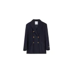 Patou Double-breasted wool and cashmere jacket in Navy