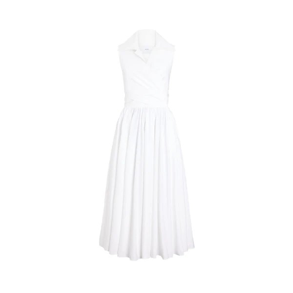 Patou Draped organic cotton midi dress in White