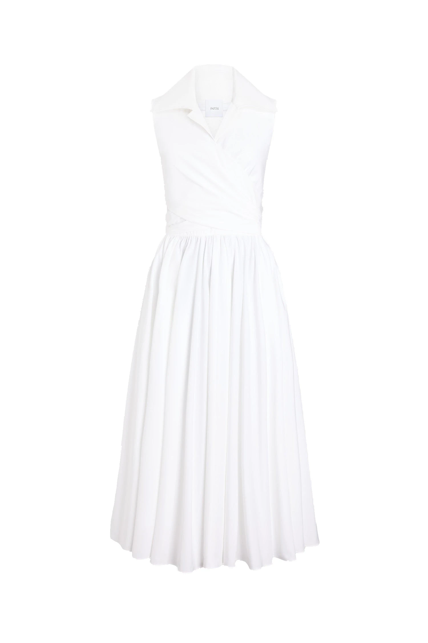 Patou Draped organic cotton midi dress in White | Dresses | Luxury Shoes Patou Draped organic cotton midi dress in White