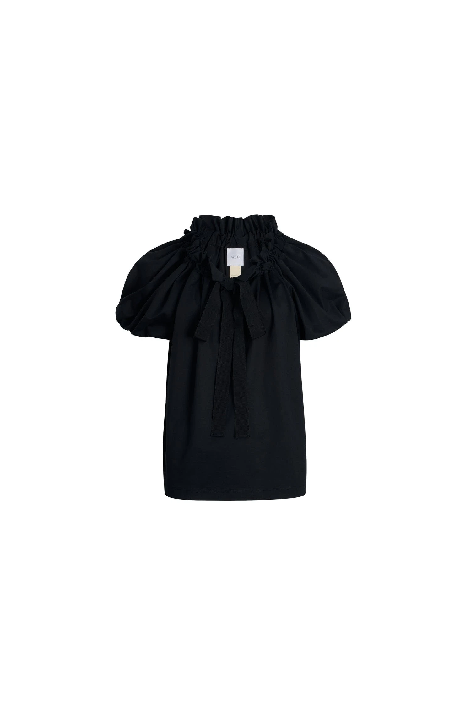 Patou Drawstring t-shirt in Black organic cotton | Tops | Luxury Shoes Patou Drawstring t-shirt in Black organic cotton