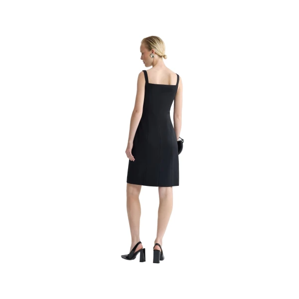 Eco-friendly blended wool strapless sheath dress in Black - Image 3