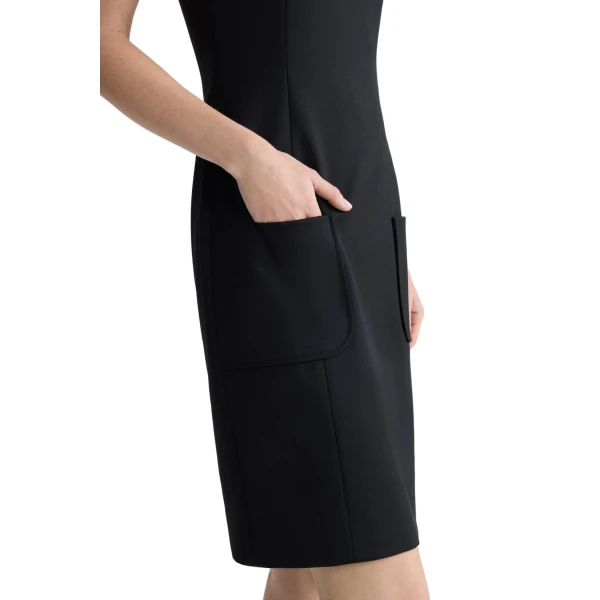 Eco-friendly blended wool strapless sheath dress in Black - Image 4