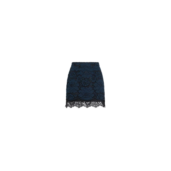 Patou Eco-friendly cotton blend lace iconic mini skirt in Deep Sea Blue