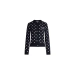 Patou Eco-friendly cotton blend polka dot cardigan in Meteorite Blue