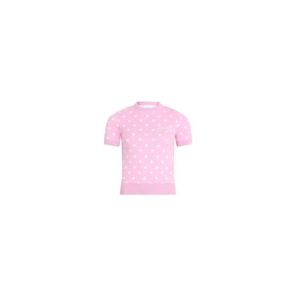 Eco-friendly cotton blend polka dot t-shirt in Candy Pink Polka Dots
