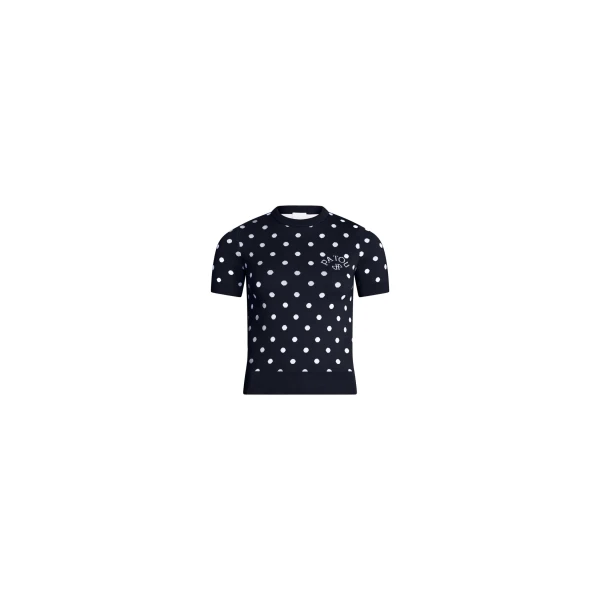 Eco-friendly cotton blend polka dot t-shirt in Meteorite Blue