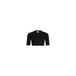 Patou Eco-friendly cotton blend ribbed short cardigan in Black