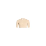 Patou Eco-friendly cotton blend ribbed short cardigan in Dune