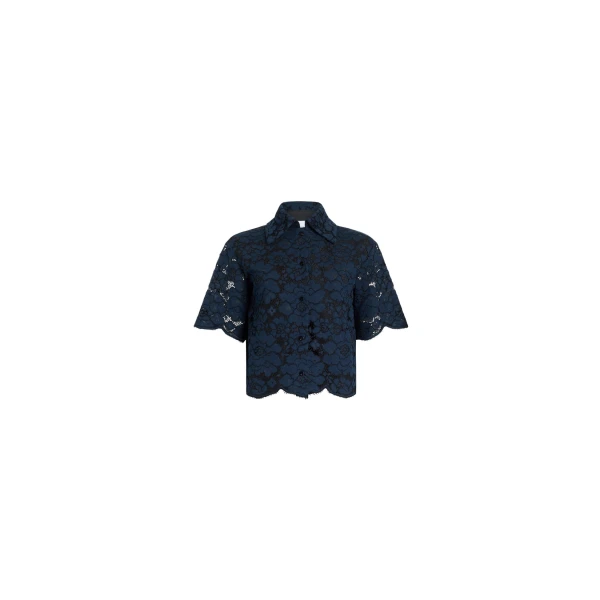 Eco-friendly cotton blend short-sleeved shirt in Deep Sea Blue