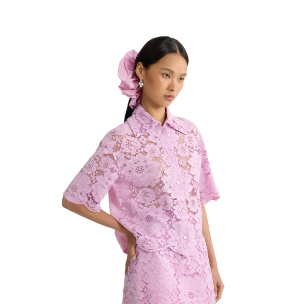 Eco-friendly cotton blend short-sleeved shirt in Pink Parfait - Image 5