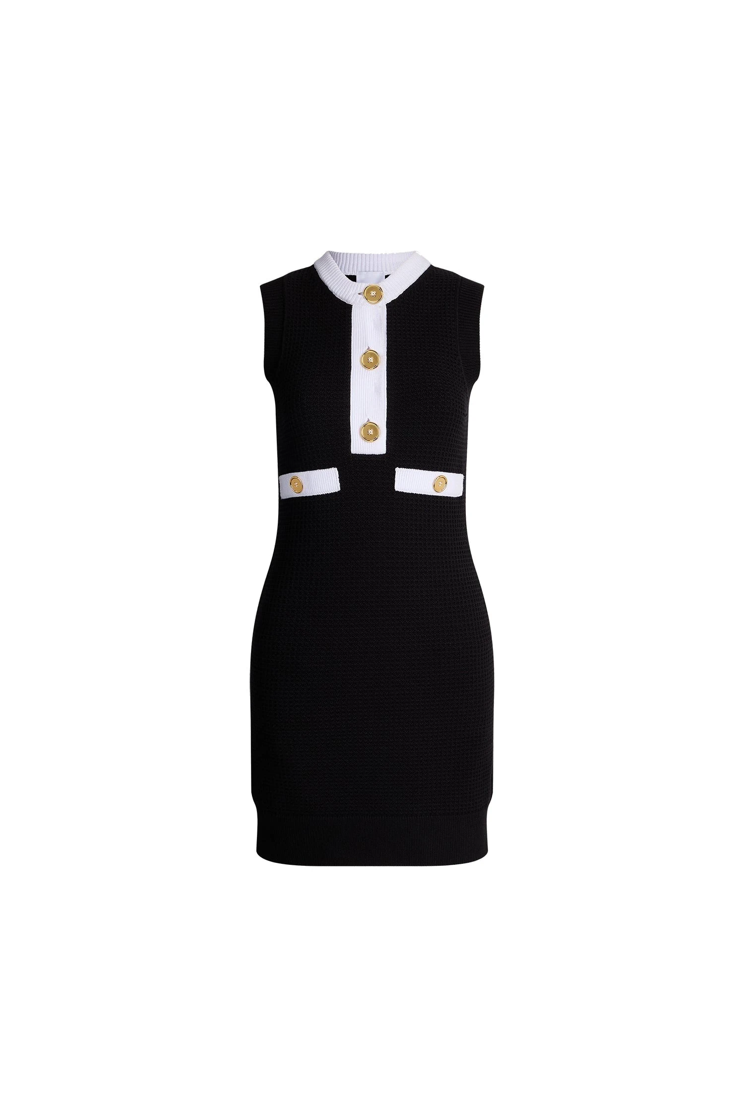 Patou Eco-friendly cotton blend sleeveless textured dress in Black | Dresses | Luxury Shoes Patou Eco-friendly cotton blend sleeveless textured dress in Black