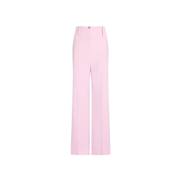 Eco-friendly wool wide straight leg trousers in Orchid Ice