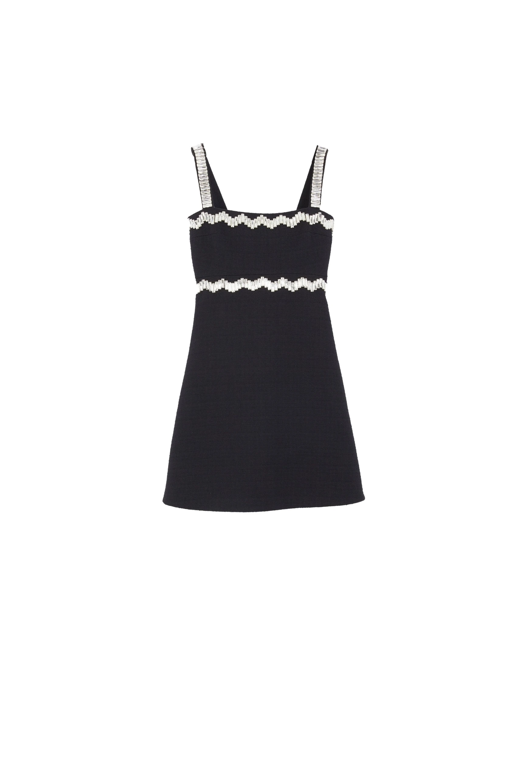 Patou Embellished mini dress in Black cotton tweed | Dresses | Luxury Shoes Patou Embellished mini dress in Black cotton tweed