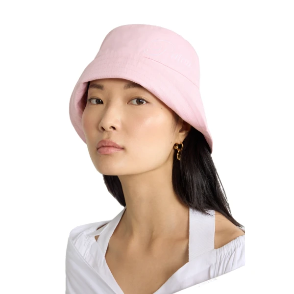 Embroidered Patou logo bucket hat in Primrose Pink cotton - Image 2